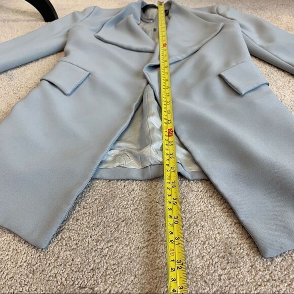 ZARA greyish pastel blue Open front blazer Sz XS NWT - Picture 11 of 12